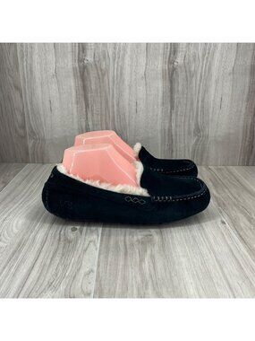 Ugg Slippers Womens 8 Ansley Black Suede Slip On Lined Shoes